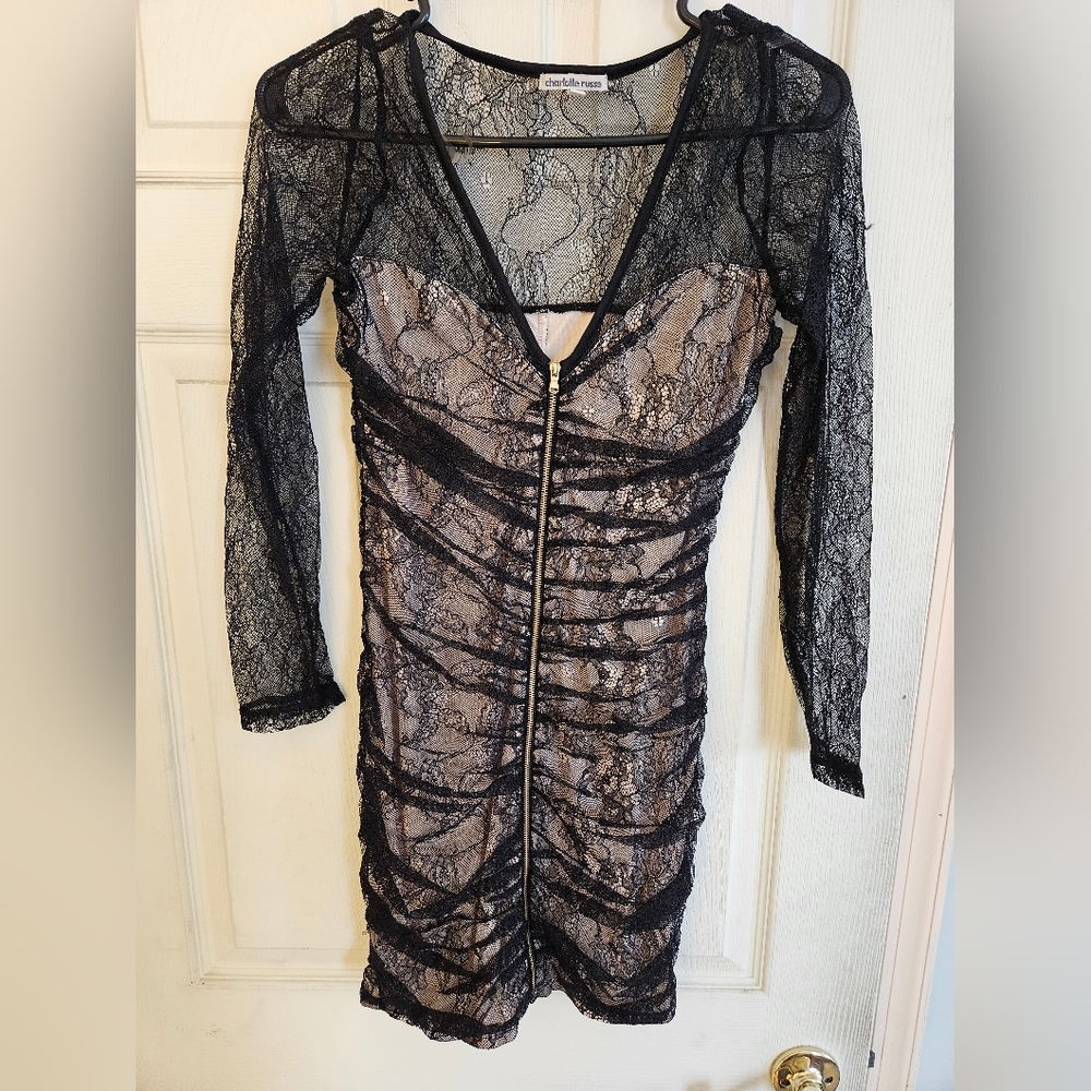 Black Lace Long Sleeve Dress Small